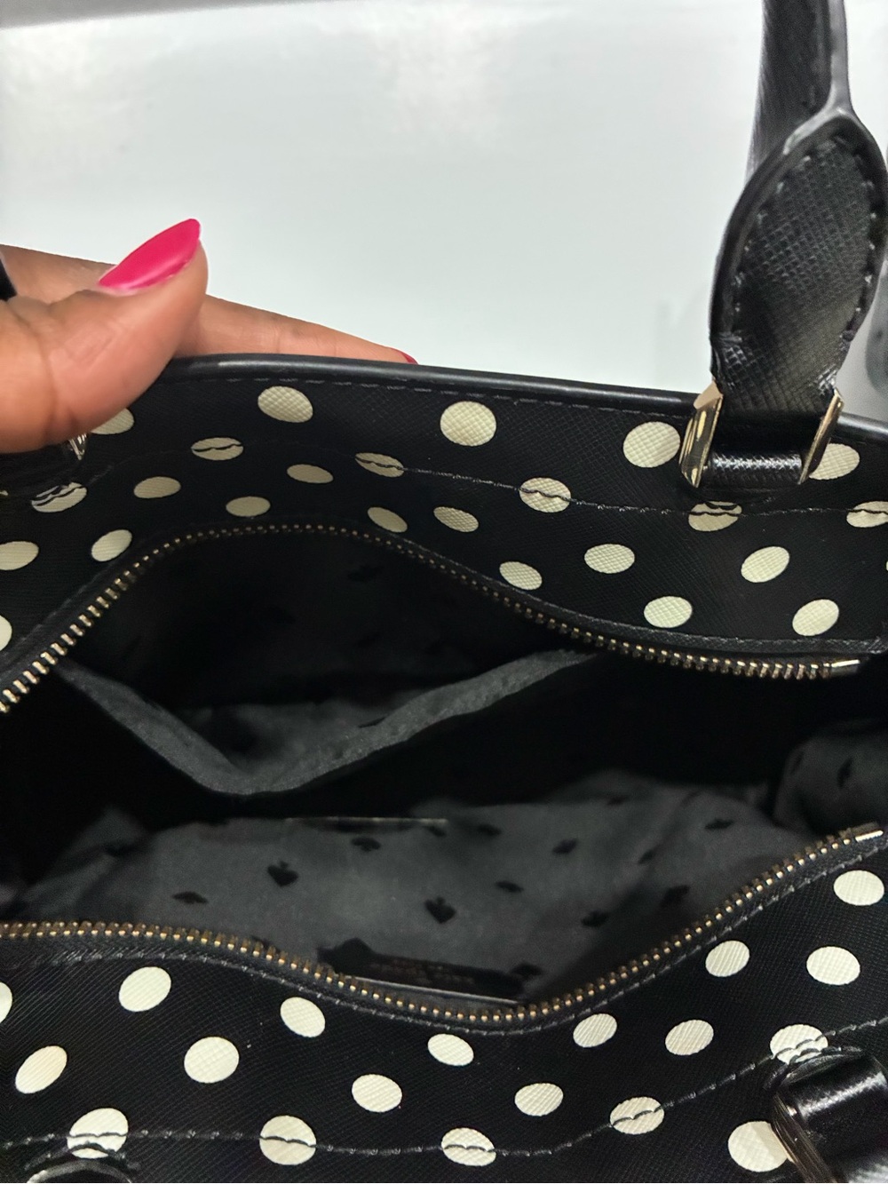 Kate Spade Staci Dot Dot Black and White Polka Dot Medium Satchel - Picture 5 of 10